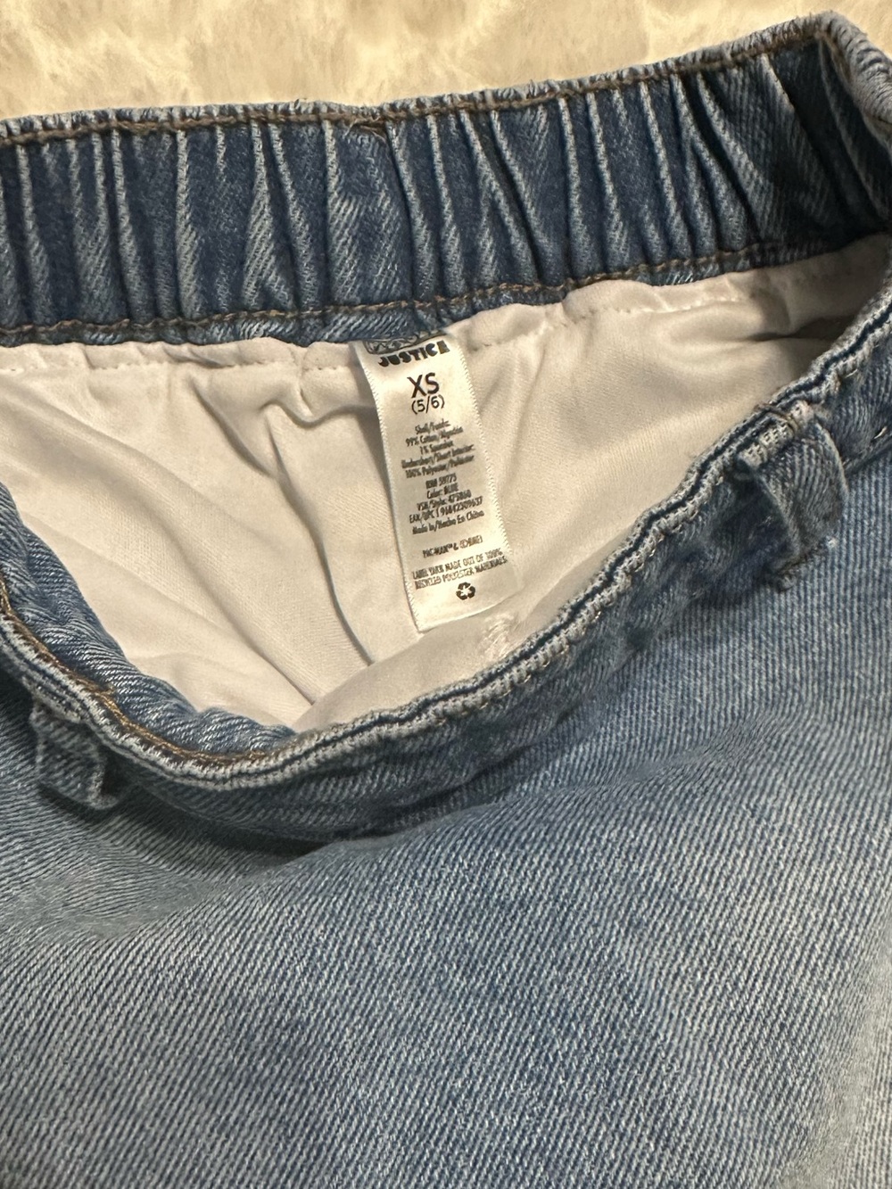 Justice Blue Denim Skirt with Yellow Pac Man Design Patch - Picture 3 of 3